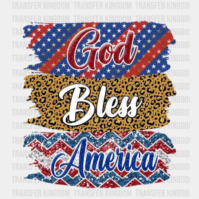God Bless America Leopard Print - 4th Of July DTF Transfer