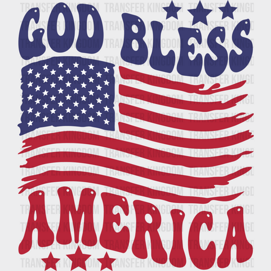 God Bless America US Flag - 4th Of July DTF Transfer Adult Unisex - S & M (10’’) / Dark Color Design (See Imaging)