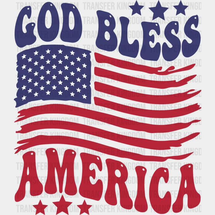 God Bless America US Flag - 4th Of July DTF Transfer