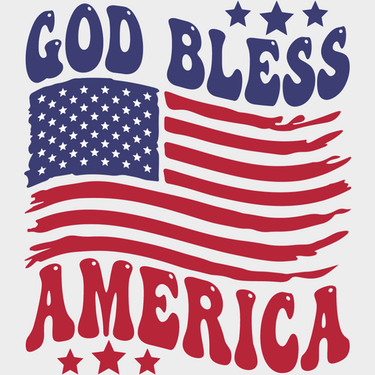 God Bless America US Flag - 4th Of July DTF Transfer Adult Unisex - S & M (10’’) / Light Color Design (See Imaging)
