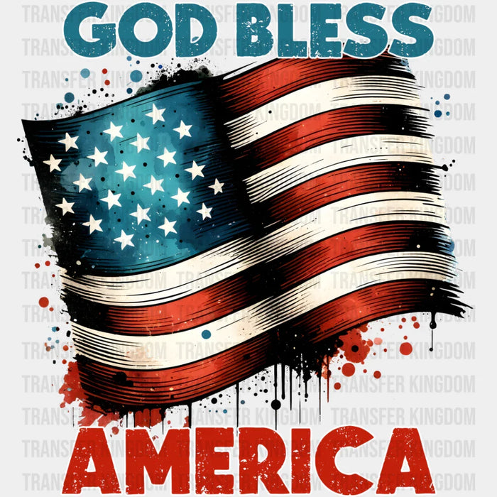 God Bless America US Flag Design - Military DTF Heat Transfer