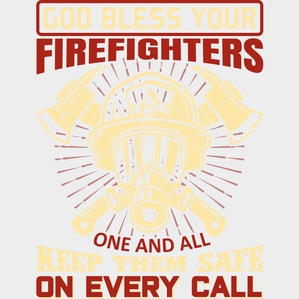 God Bless Your Firefighters - Fire Department DTF Transfers Adult Unisex - S & M (10’’) / Light Color Design (See