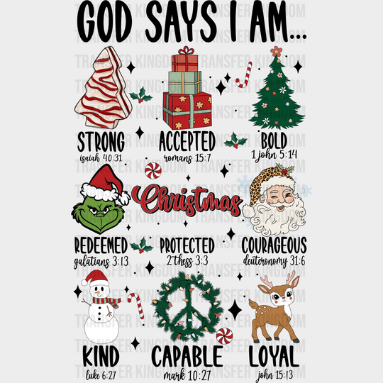 God Says I Am Christmas Design Dtf Heat Transfer Unisex - S & M ( 10 ) / Dark Color See Imaging