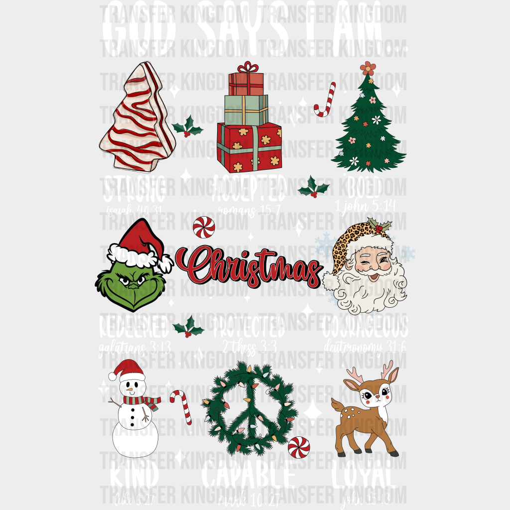 God Says I Am Christmas Design Dtf Heat Transfer Unisex - S & M ( 10 ) / Light Color See Imaging