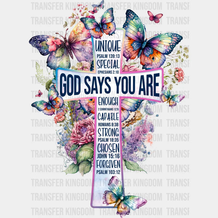 God Says You Are Butterfly Colorful Design - Christianity DTF Transfer