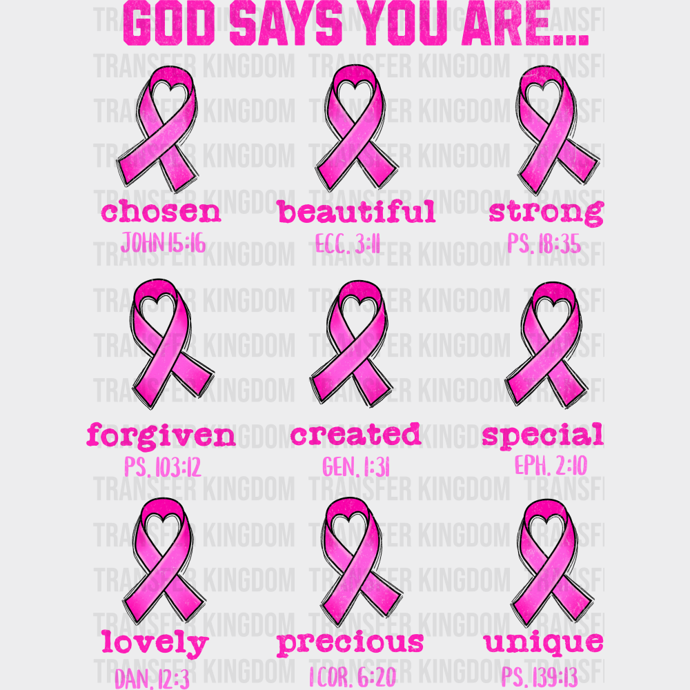 God Says You Are - Faith DTF Transfer Adult Unisex - S & M (10’’) / Dark Color Design (See Imaging)