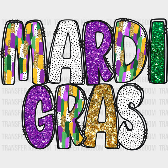 Gold & Purple Glitter Mardi Gras - Mardi Gras DTF Transfers