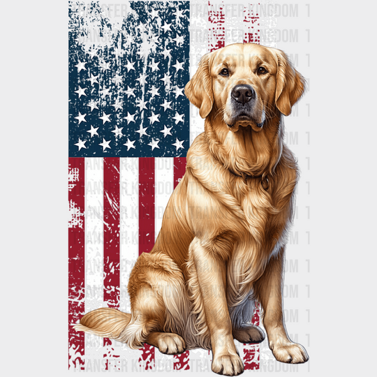 Golden Retriever US Flag - Dogs DTF Transfer