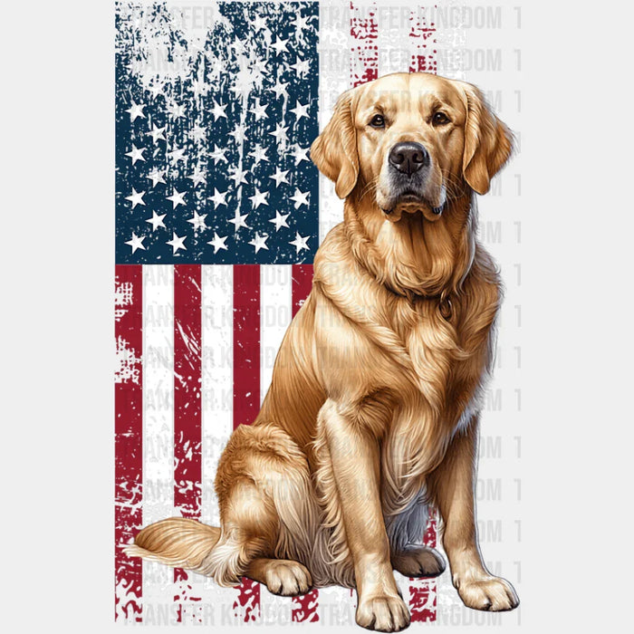 Golden Retriever US Flag - Dogs DTF Transfer