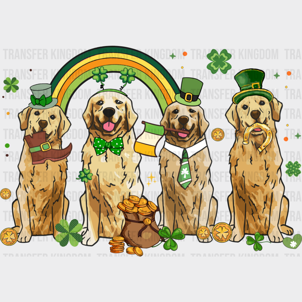 Golden Retrievers Rainbow Design - St. Patrick’s Day DTF Transfer