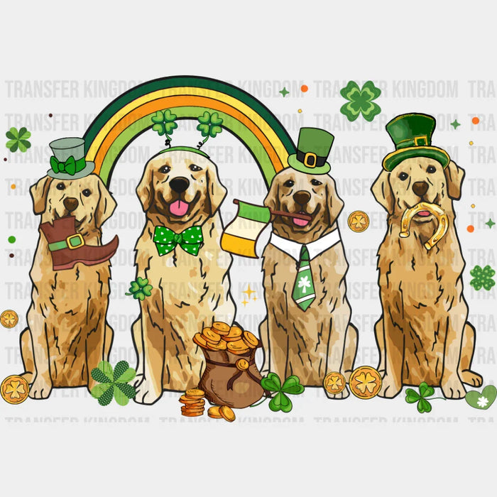 Golden Retrievers Rainbow Design - St. Patrick's Day DTF Transfer