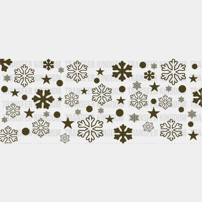 Golden Snowflakes - Christmas Cup Wrap UV Sticker Permanent UV DTF Decal