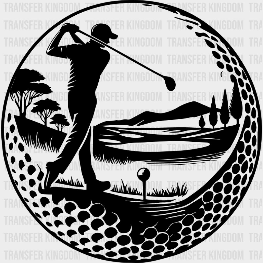 Golf Swing B&W Design - Golf DTF Transfer Adult Unisex - S & M (10’’) / Dark Color Design (See Imaging)