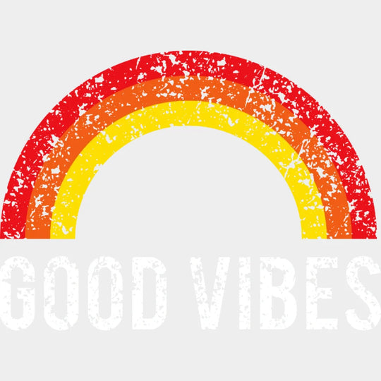 Good Vibes Retro Rainbow - Trendy Summer Vacation Beach Motivational Positivity Dtf Heat Transfer