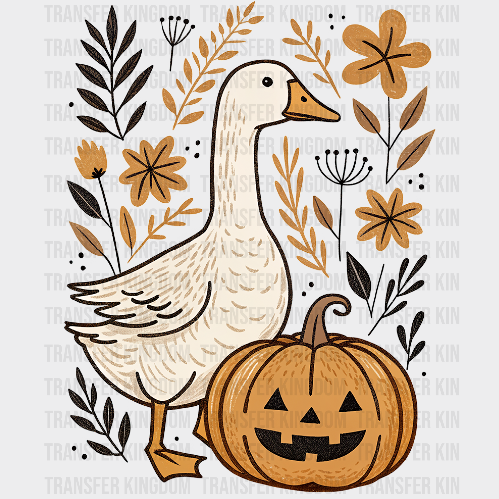 Goose Pumpkin & Flowers Halloween DTF Transfer