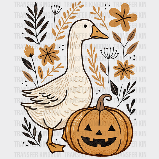 Goose Pumpkin & Flowers Halloween DTF Transfer