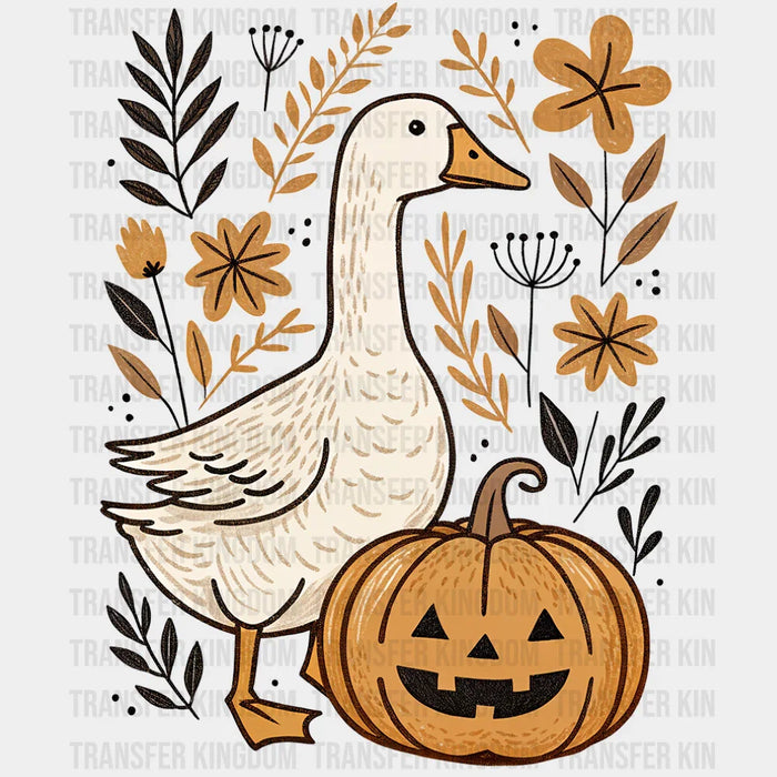 Goose, Pumpkin & Flowers - Halloween DTF Transfer