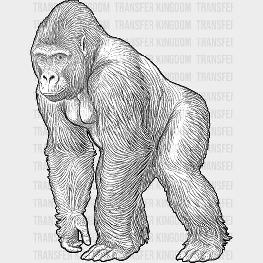 Gorilla B&W - Animals DTF Transfers - Adult Unisex - S & M (10’’) / Dark Color Design (See Imaging)