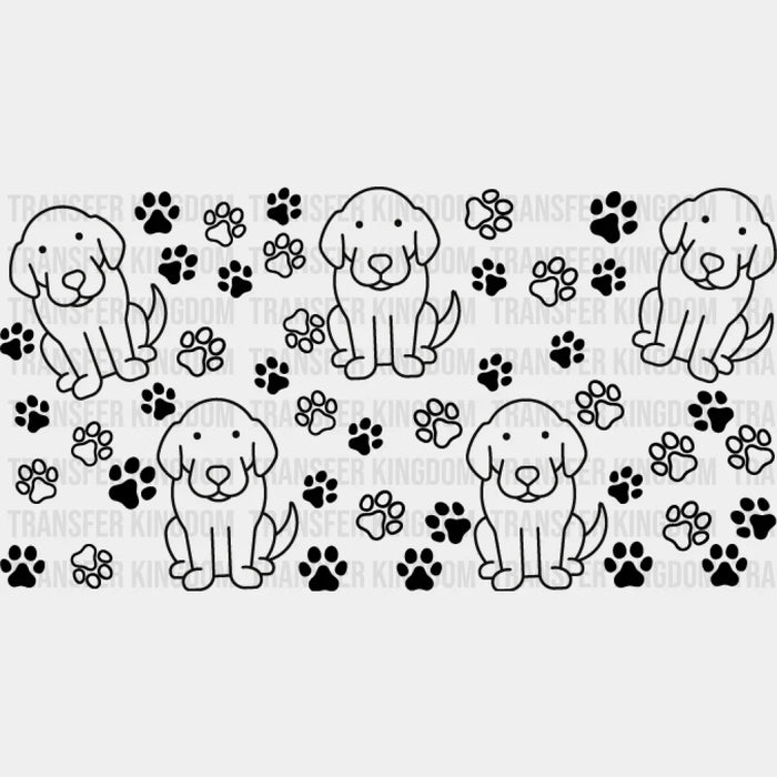 Gray Dog Paw Design - Pets Cup Wrap UV Sticker Permanent UV DTF Decal