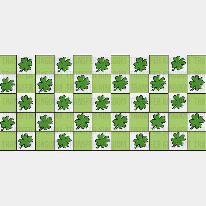 Green Checkered Clover - St Patrick Cup Wrap UV Sticker Permanent UV DTF Decal