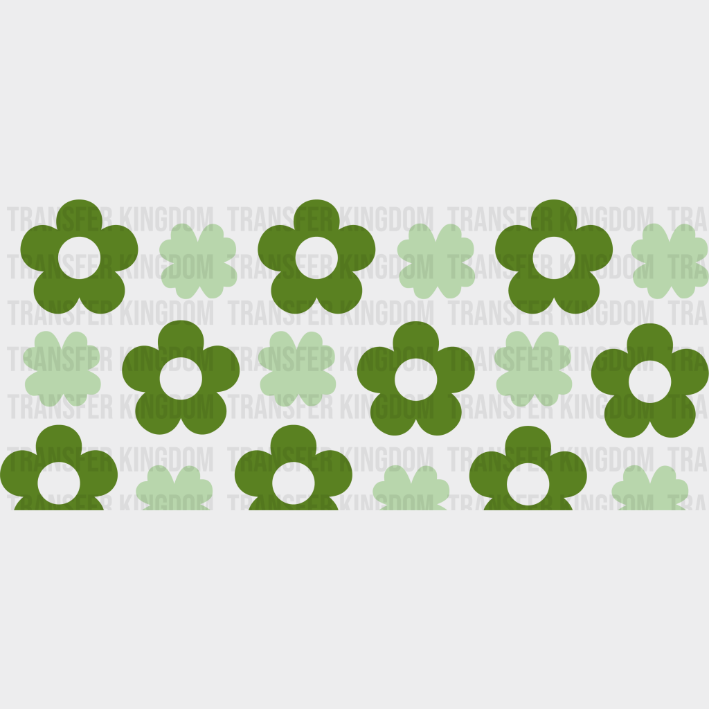 Green Flowers And Clovers - St Patrick Cup Wrap Uv Sticker Permanent Dtf Decal