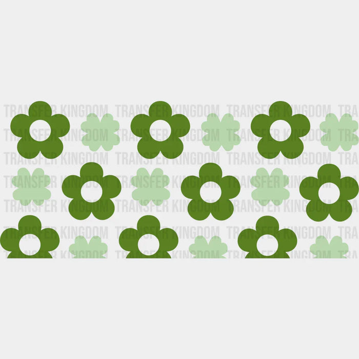 Green Flowers And Clovers - St Patrick Cup Wrap UV Sticker Permanent UV DTF Decal