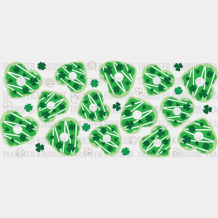 Green Hearts And Clovers - St Patrick Cup Wrap UV Sticker Permanent UV DTF Decal