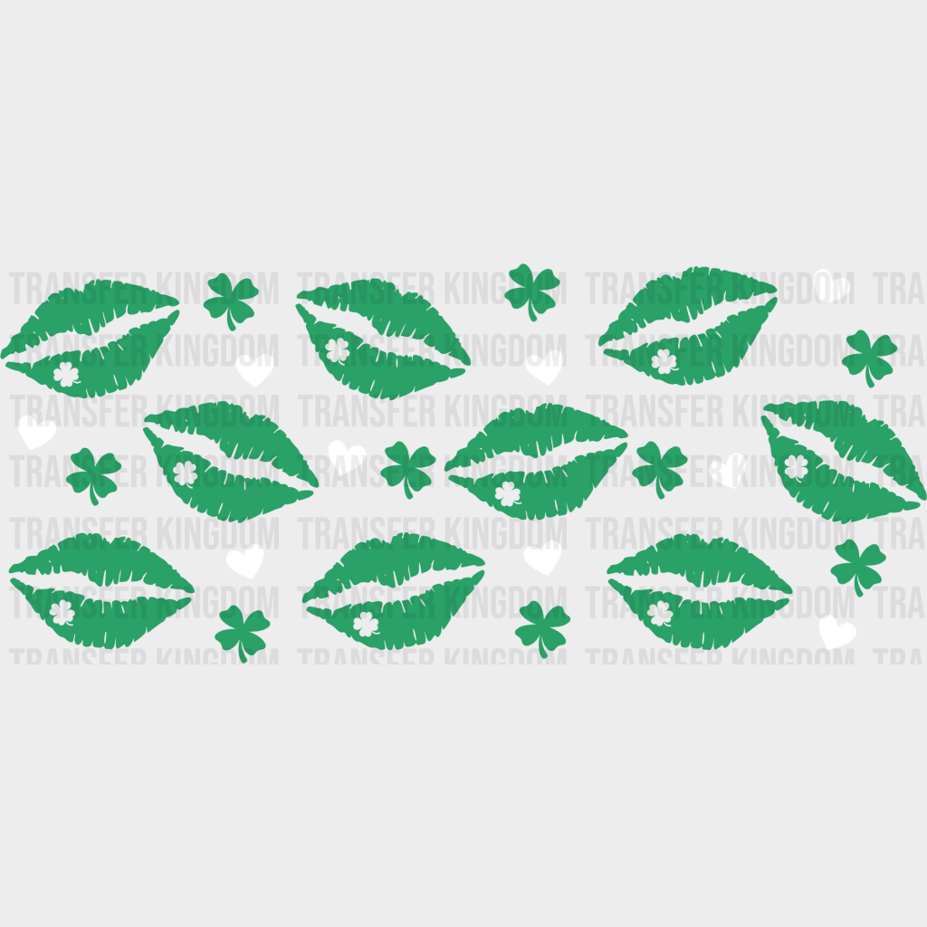 Green Lip Print - St Patrick Cup Wrap Uv Sticker Permanent Dtf Decal