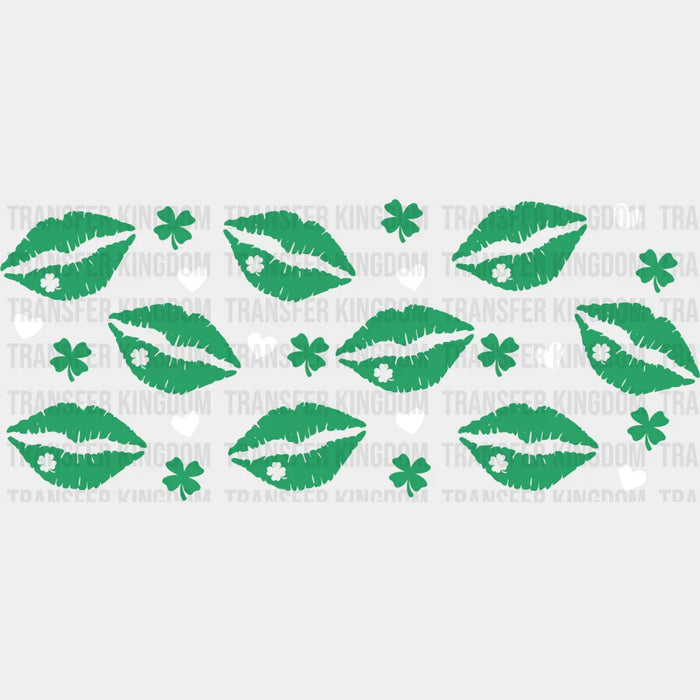 Green Lip Print - St Patrick Cup Wrap UV Sticker Permanent UV DTF Decal