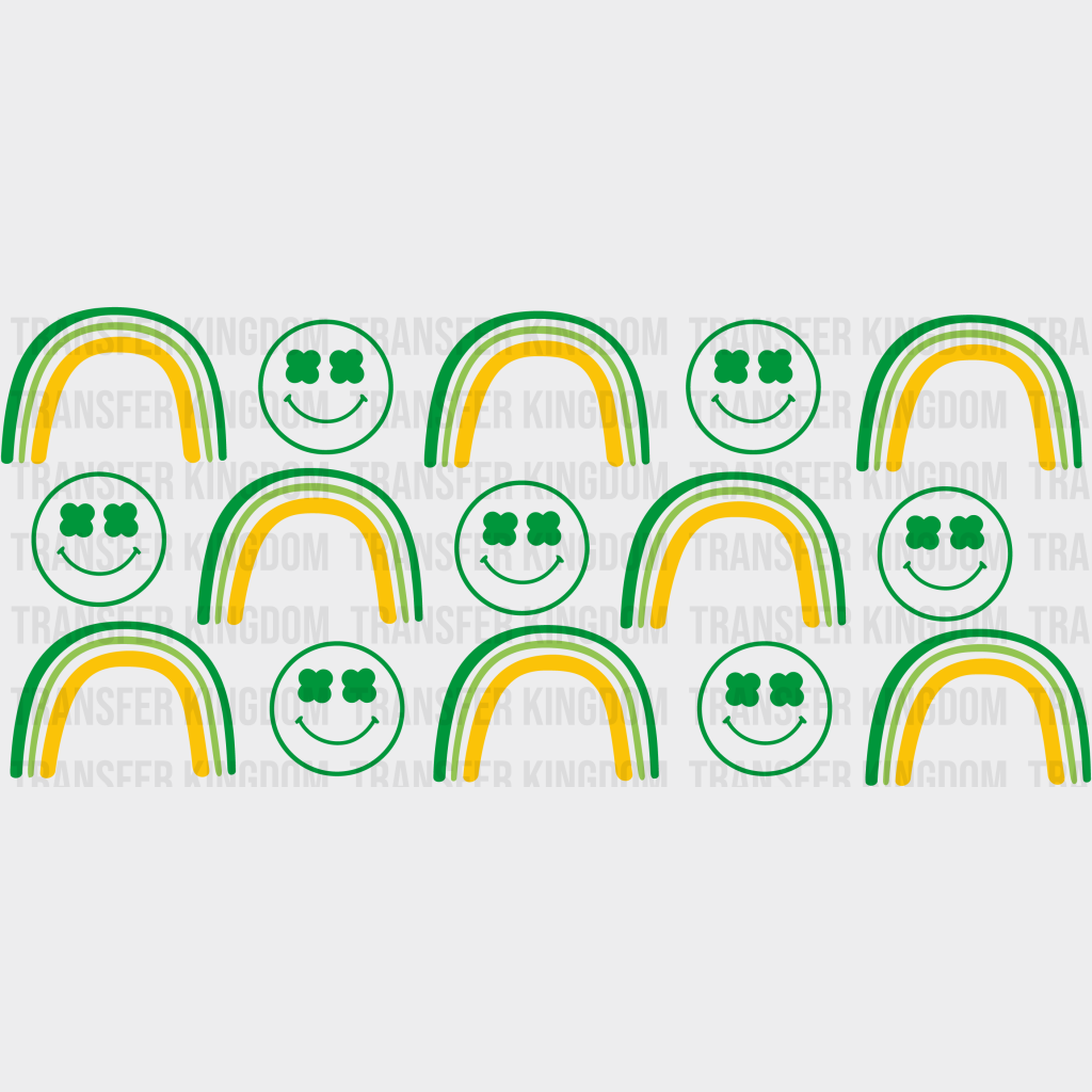 Green Smilies And Rainbows St. Patrick’s Day Uv Dtf Transfer Cup Wrap Sticker