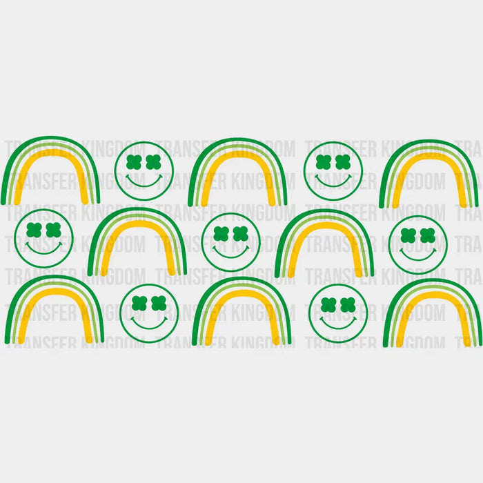 Green Smilies And Rainbows St. Patrick's Day UV DTF Transfer Cup Wrap UV DTF Sticker