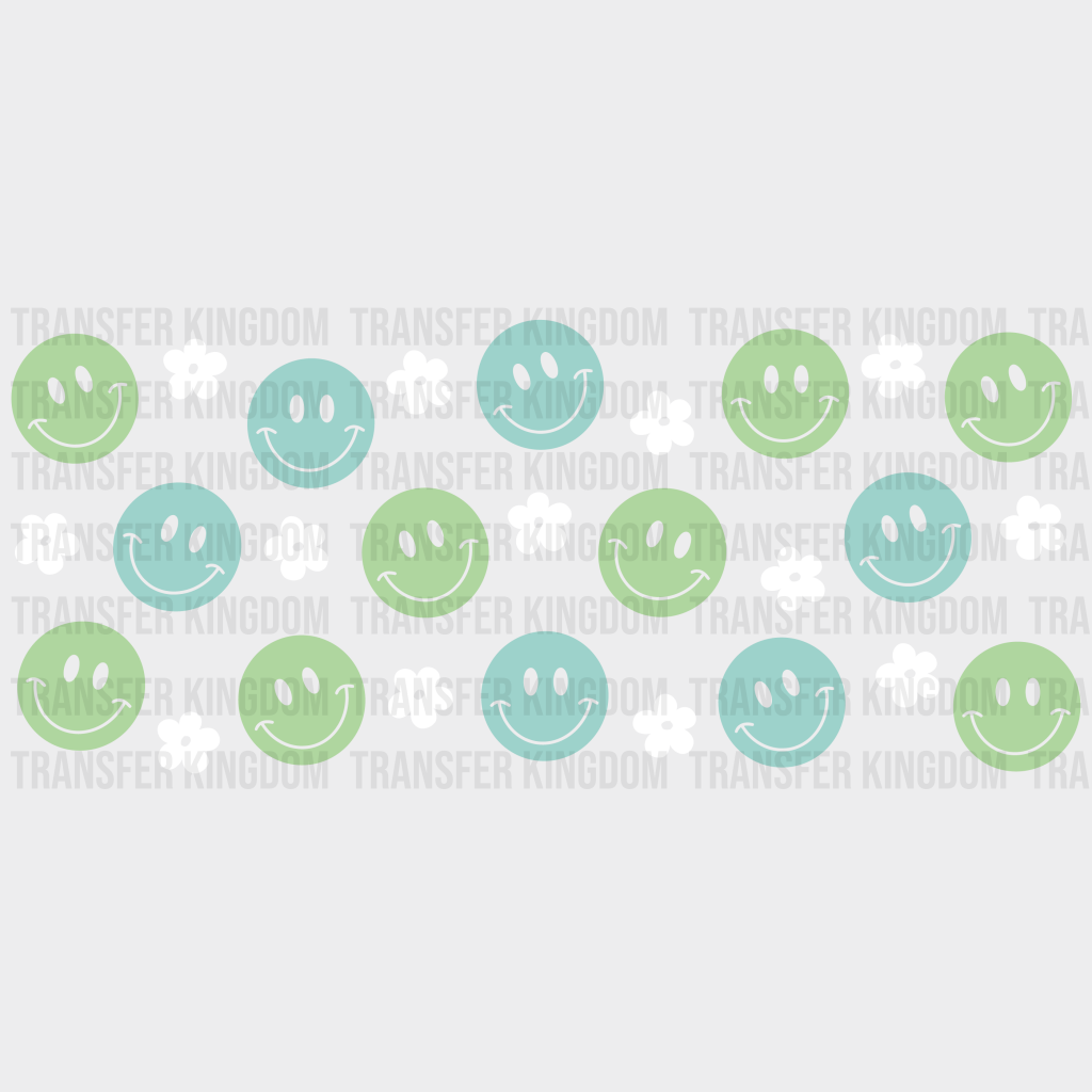 Green Smilies Uv Dtf Transfer Cup Wrap Sticker