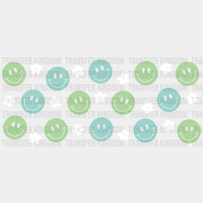 Green Smilies UV DTF Transfer Cup Wrap UV DTF Sticker