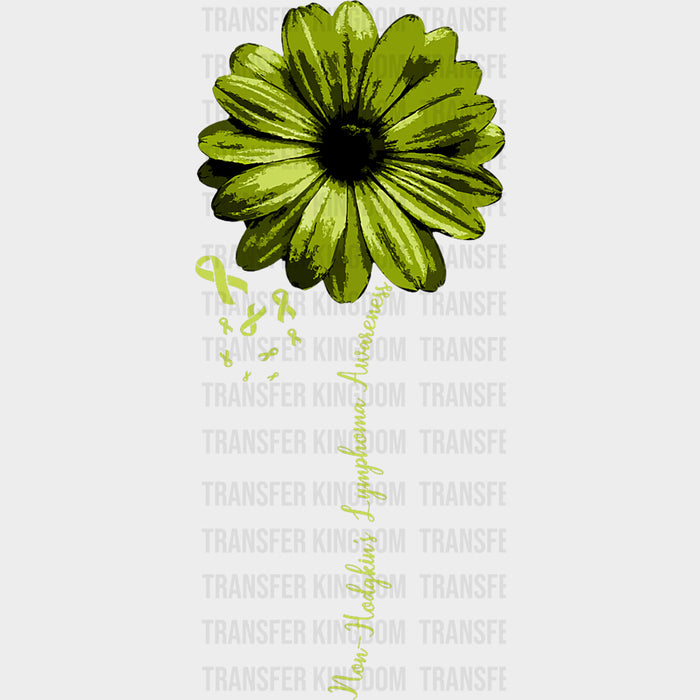 Green Sunflower & Ribbons - Lymphoma DTF Transfers