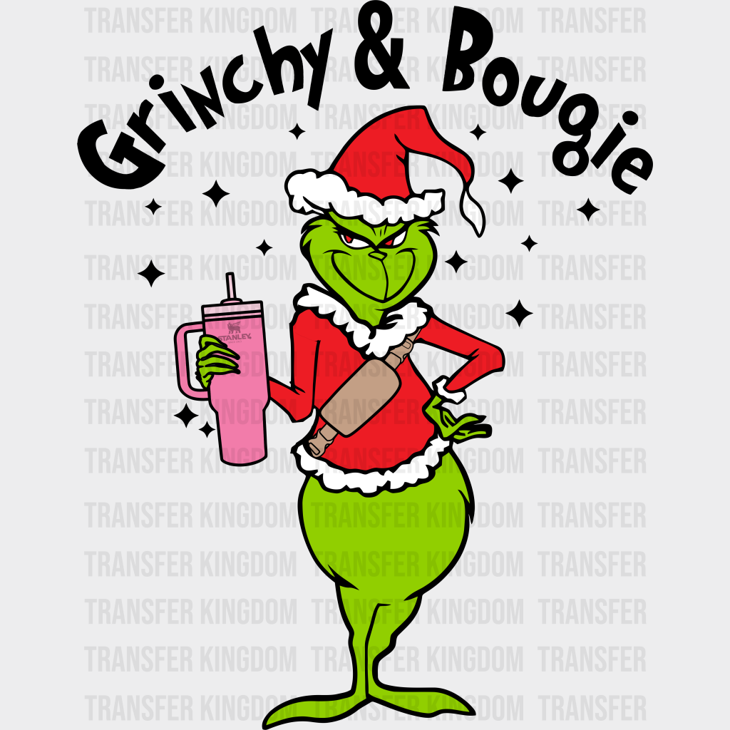 Grinch And Bougie Christmas Design Dtf Heat Transfer Unisex - S & M ( 10 ) / Dark Color See Imaging