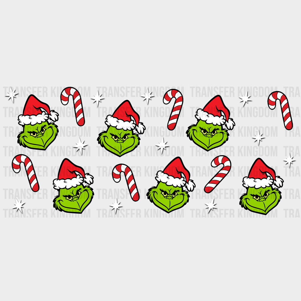 Grinch Candy Design - Christmas Cup Wrap Uv Sticker Permanent Dtf Decal