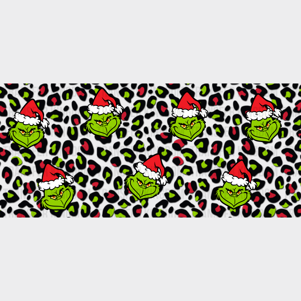 Grinch Green And Red Design - Christmas Cup Wrap Uv Sticker Permanent Dtf Decal