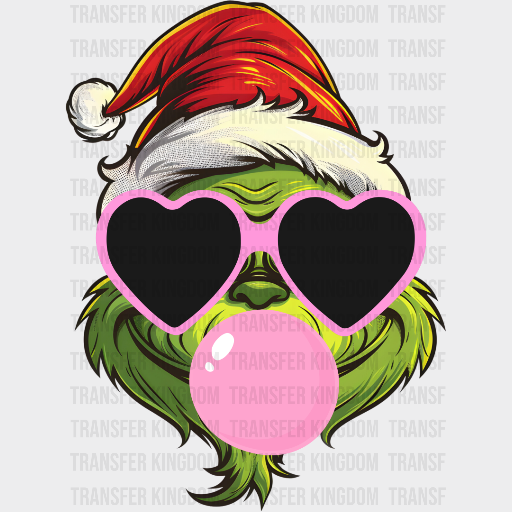 Grinch Heart Glasses And Bubble Gum - Christmas Dtf Transfer