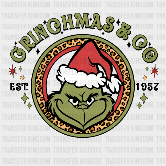 Grinchmas & Co Est. 1957 Christmas Design - Dtf Heat Transfer Unisex S M ( 10 ) / Dark Color (See