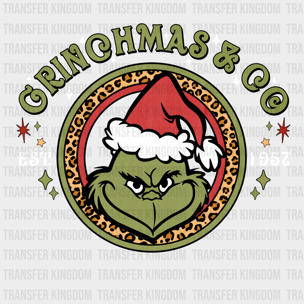 Grinchmas & Co Est. 1957 Christmas Design - Dtf Heat Transfer Unisex S M ( 10 ) / Light Color (See