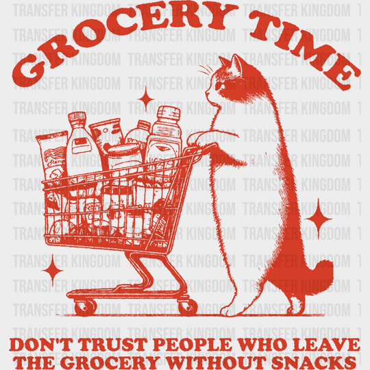 Grocery Time Cat Design - Funny Dtf Transfer