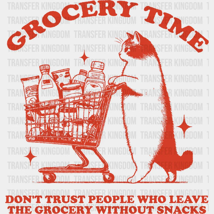 Grocery Time Cat Design - Funny DTF Transfer