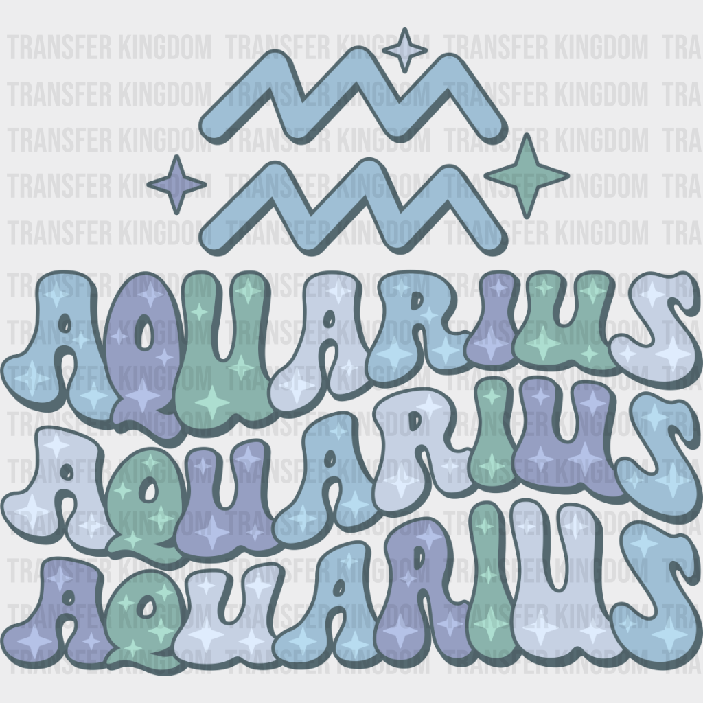 Groovy Aquarius Design - Zodiac & Horoscopes Dtf Heat Transfer