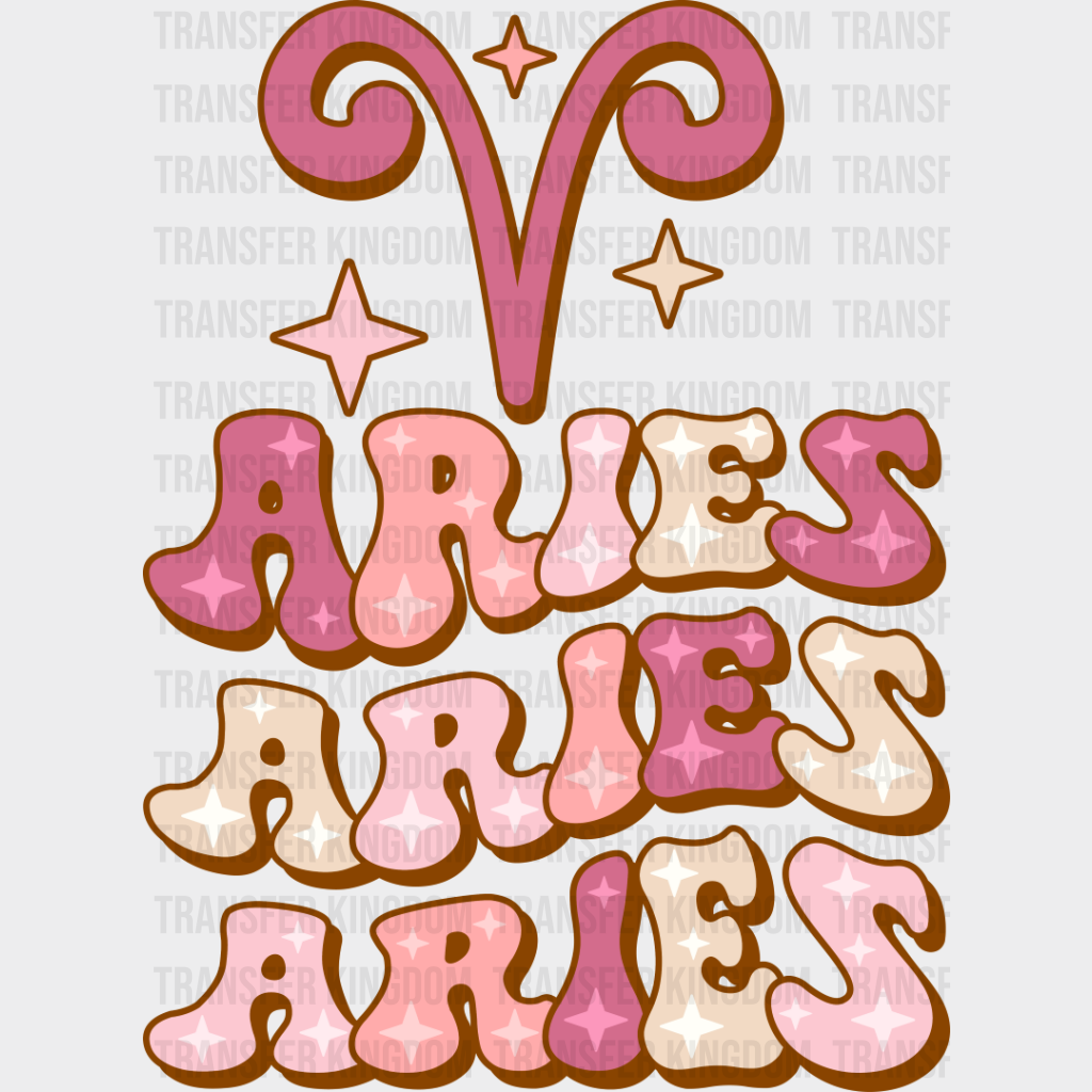 Groovy Aries Design - Zodiac & Horoscopes Dtf Heat Transfer