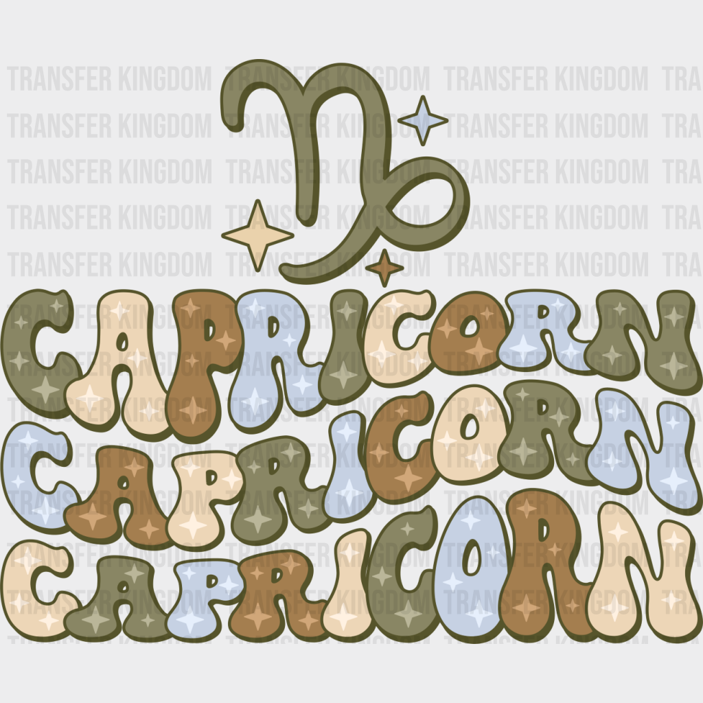 Groovy Capricorn Design - Zodiac & Horoscopes Dtf Heat Transfer