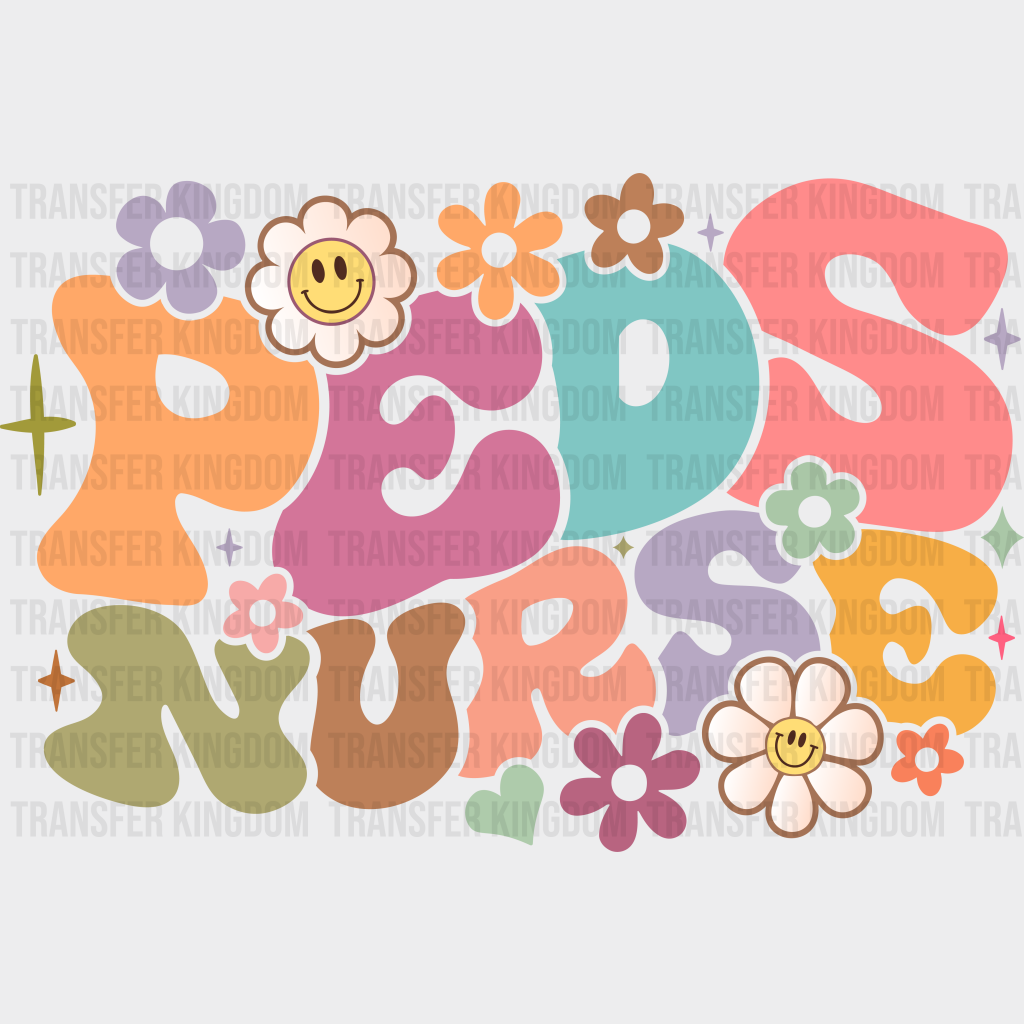 Groovy Floral Peds Nurse Design - Pediatric Dtf Transfers