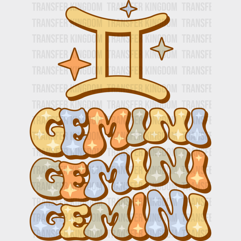 Groovy Gemini Design - Zodiac & Horoscopes Dtf Heat Transfer