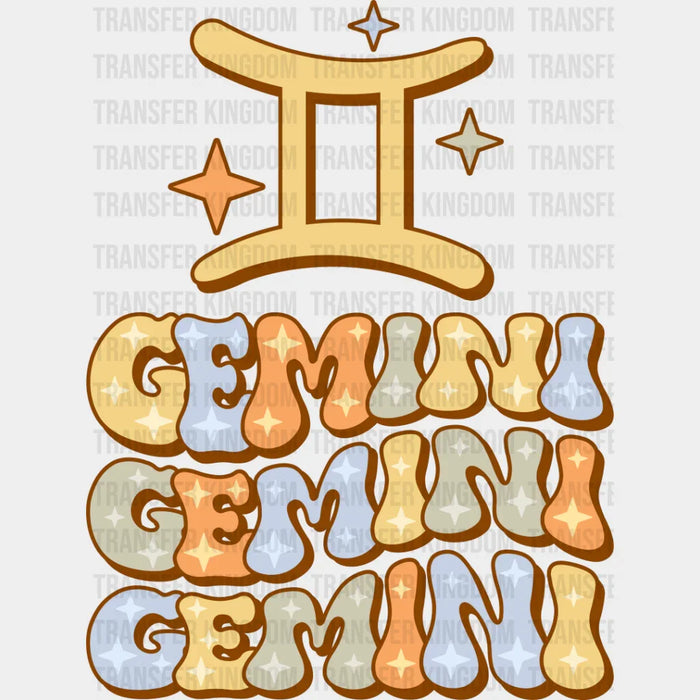 Groovy Gemini Design - Zodiac & Horoscopes DTF heat transfer