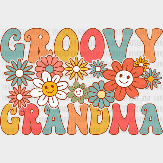 Groovy Grandma Flowers Design - Good Vibes DTF Transfer