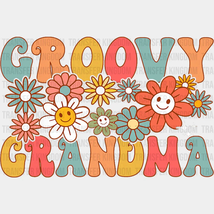 Groovy Grandma Flowers Design - Good Vibes DTF Transfer